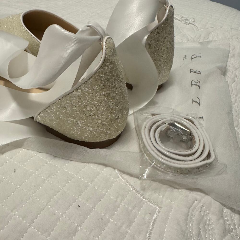 Kailee P Wedding Flat - 11 Glitter Flats with Satin Ankle Tie/Ribbon NWOT Unworn - Picture 7 of 7